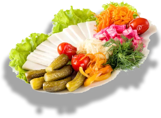 Vodka snack (pickles, onion, lard, herbs) — PILOT Cafe-Bar Gudauri
